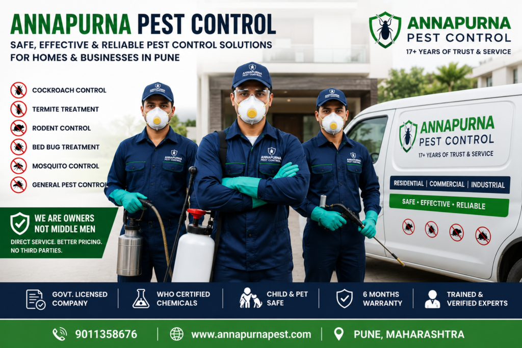 Professional pest control service in Pune protecting homes and businesses from cockroaches, termites, and rodents